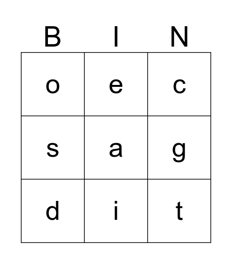 Letter Sounds Bingo Card