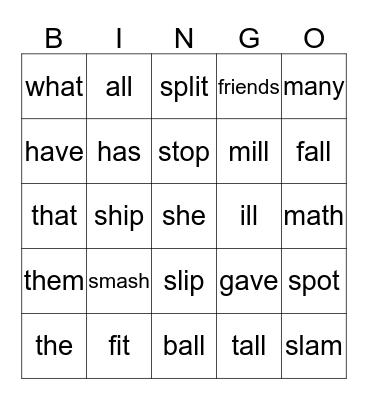 Nathaniel's Bingo Card