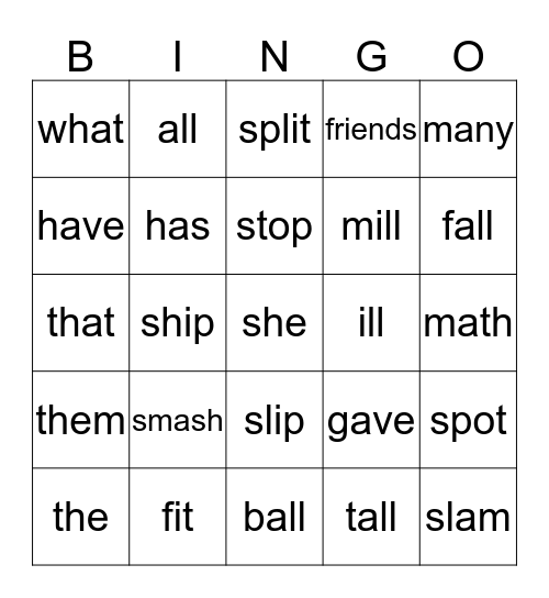 Nathaniel's Bingo Card