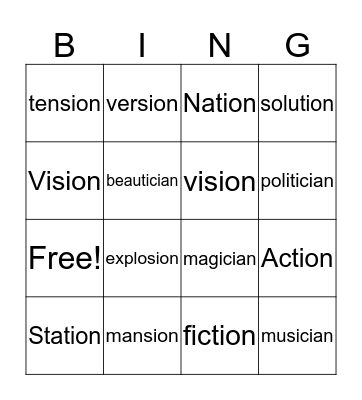 Tion-Sion-Cian Bingo Card