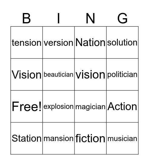 Tion-Sion-Cian Bingo Card