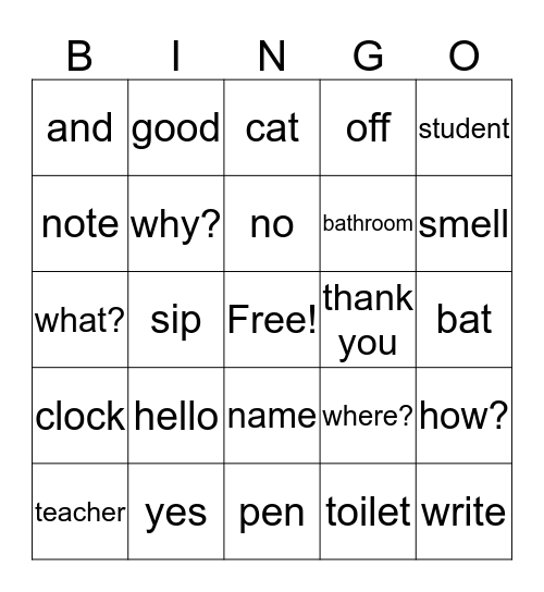 ASL Bingo Card