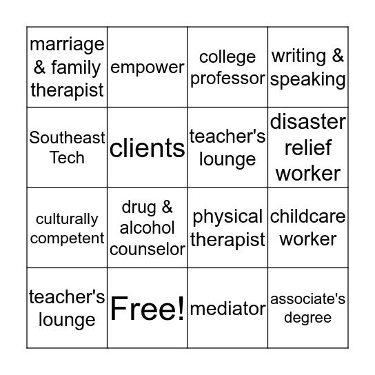 Sophomore Career Day Bingo Card