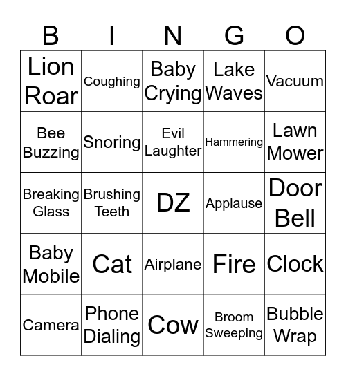 Delta Zeta's Listen Up Bingo Card