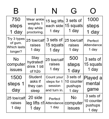 CMAS TEST PROCTORING Bingo Card