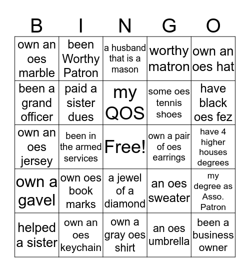 As A "Star" I Have Bingo Card