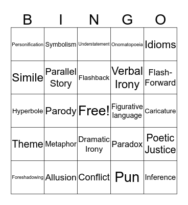 Literary Device Bingo Card