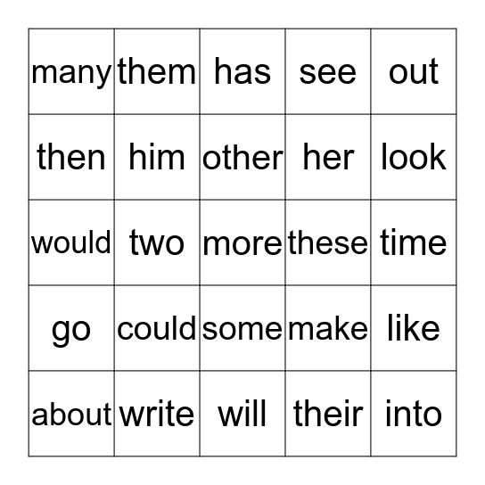 Fry Word Guess Who ???? Bingo Card