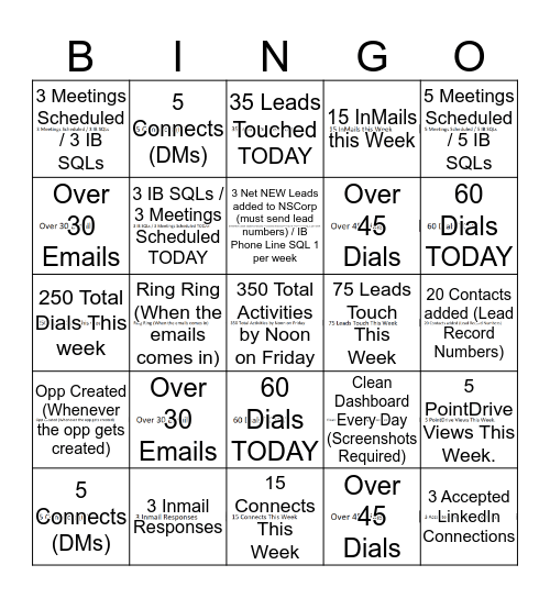 BINGO Week 2  Bingo Card