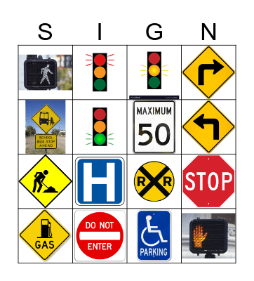 STREET SIGN BINGO Card