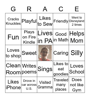 BELLA's Bingo Card