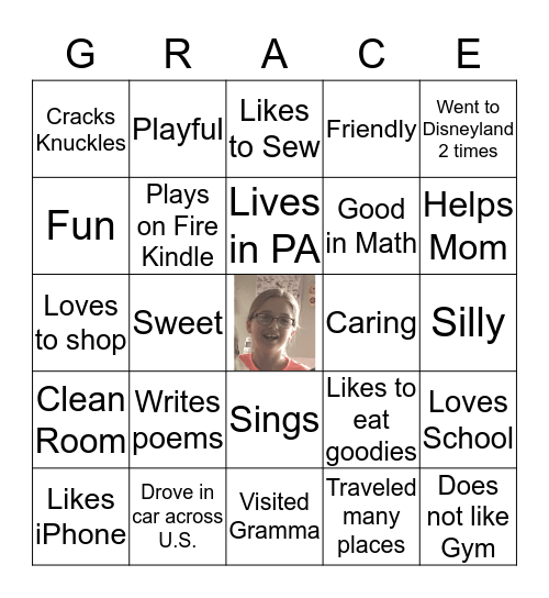 BELLA's Bingo Card
