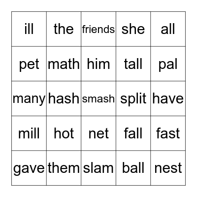 Nathaniel's BINGO Card