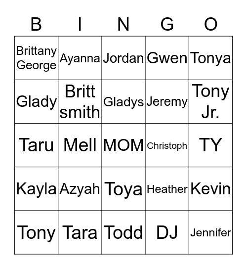 MOM Birthday Bingo Card