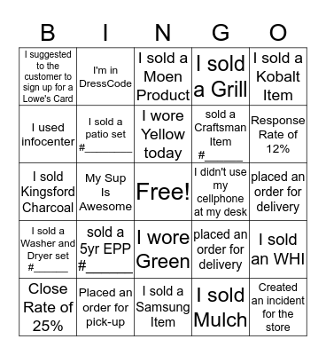 Spring Bingo Card