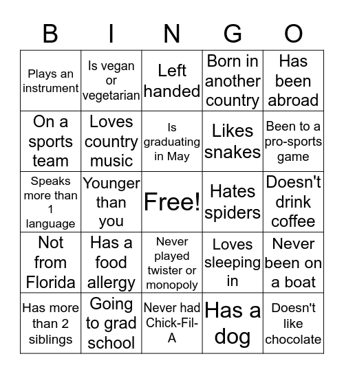 UROP BINGO! Find someone who... Bingo Card