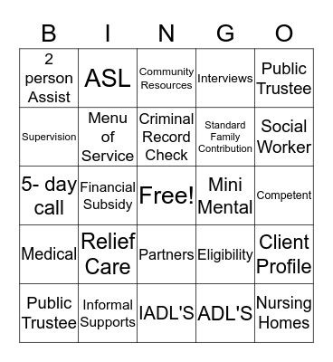 Adult Services Bingo Card