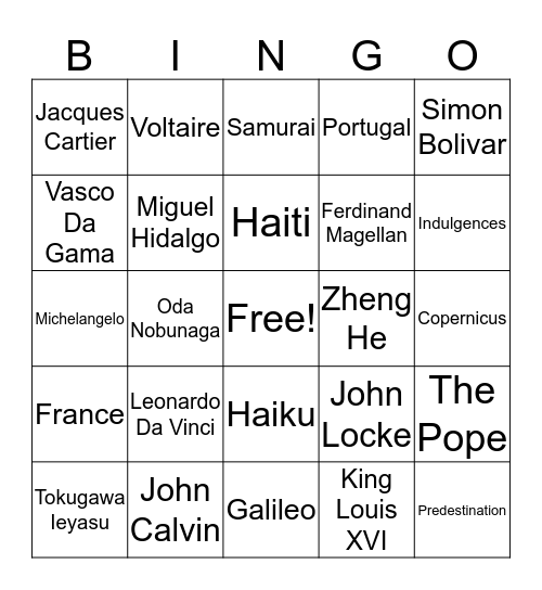 Review Bingo Card