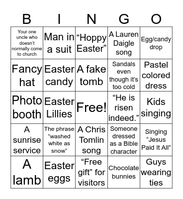 Easter Bingo Card