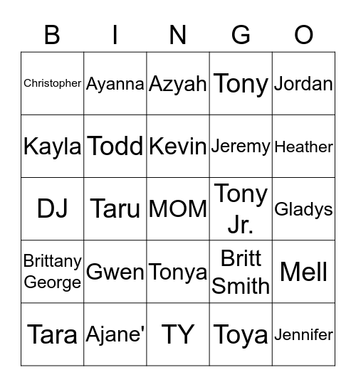 MOM Birthday Bingo Card