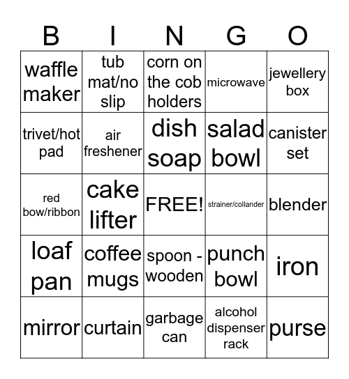 BRIDE Bingo Card