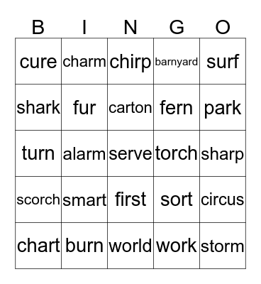 BINGO-R-Controlled Vowels Bingo Card