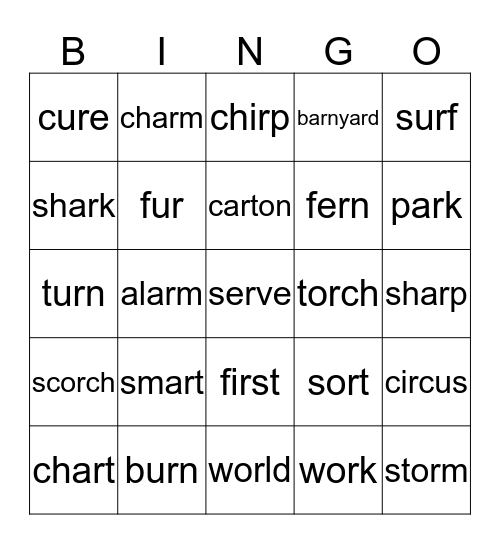BINGO-R-Controlled Vowels Bingo Card