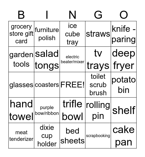 BRIDE Bingo Card