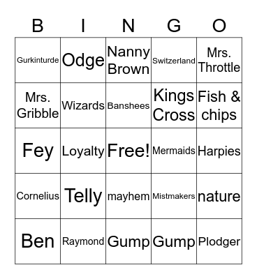 The Secret of Platform 13 Bingo Card