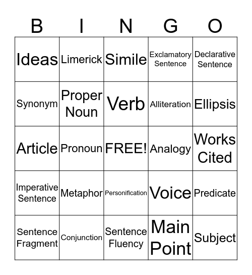 Nifty Fifty Bingo Card