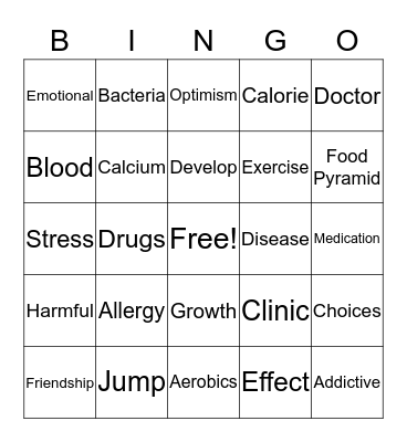 Wellness Bingo Card