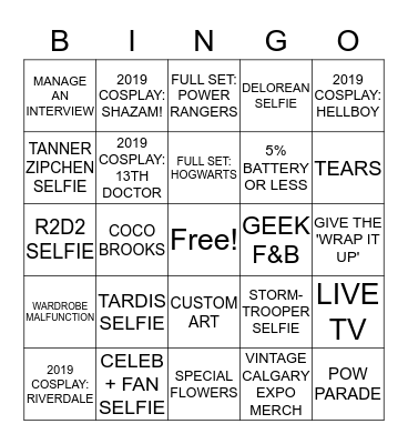 CALGARY EXPO BINGO Card