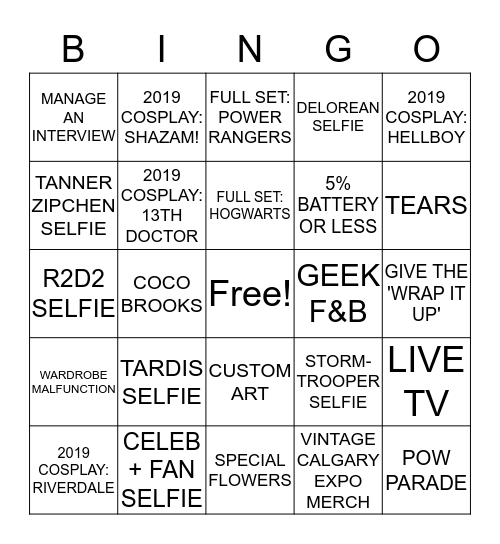 CALGARY EXPO BINGO Card