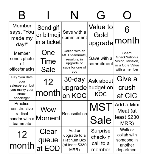 MST Bingo - B2B Bingo Card