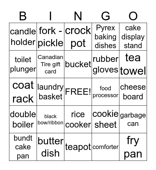 BRIDE Bingo Card