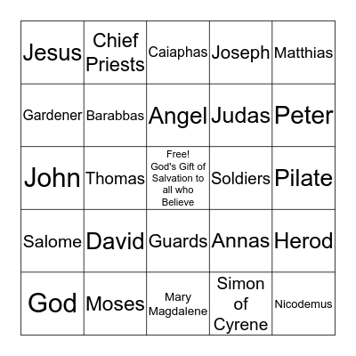 Easter Individuals Bingo Card