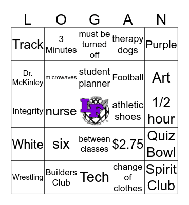 Future Warrior Bingo Card