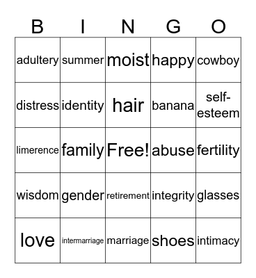FAMILY STUDIES  Bingo Card