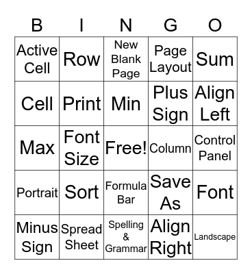 Excel Bingo Card