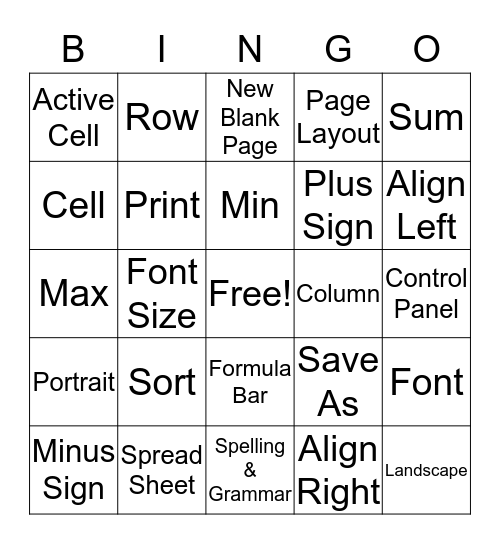 Excel Bingo Card