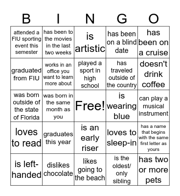 Find Someone Who... Bingo Card