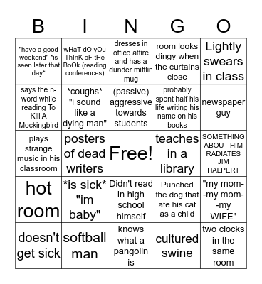 Mr. Palshaw Bingo Card