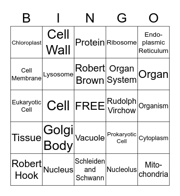 Cells Bingo Card