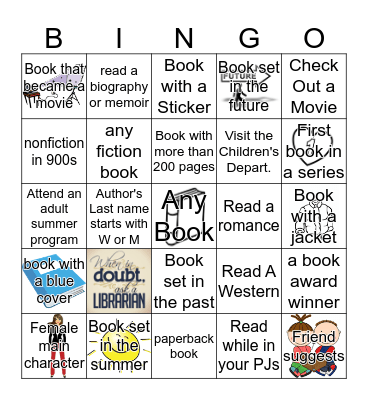 Adult Summer Reading Bingo Card