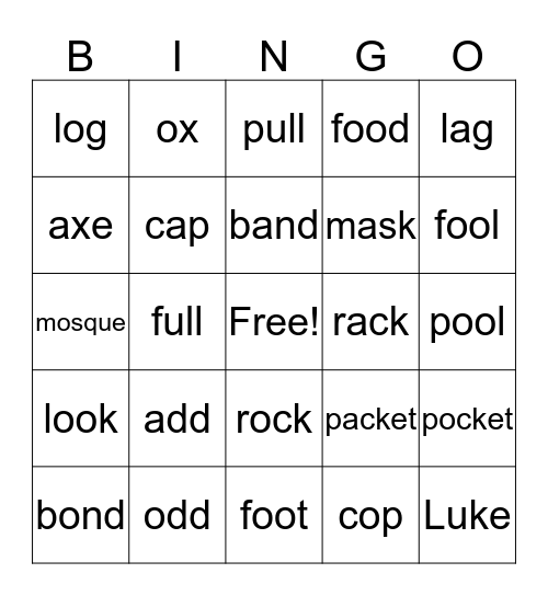 Minimal Pairs (Vowels) Bingo Card