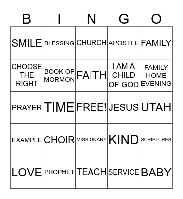GENERAL CONFERENCE BINGO Card