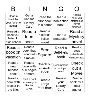 Adult Summer Reading Bingo Card