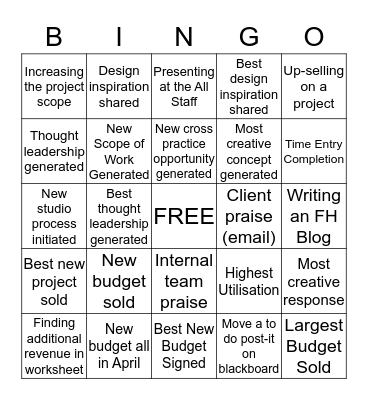 Creative Studio Bingo Card