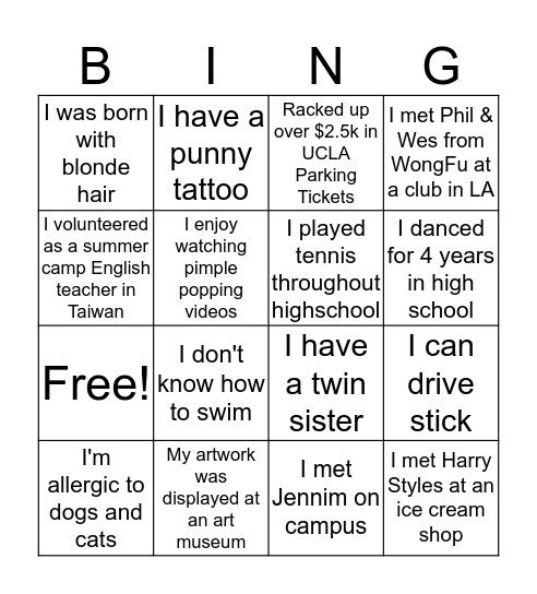 Theta Bingo! Bingo Card