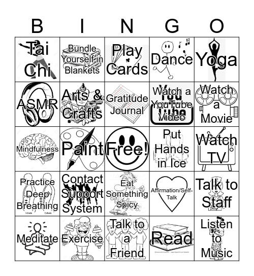 Coping Skills Bingo Card